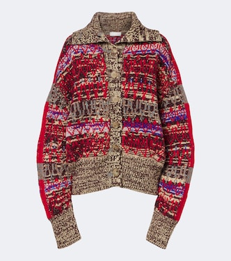 Oversized wool and cashmere jacquard cardigan | Dries Van Noten