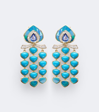 Fabiola 18kt gold drop earrings with gemstones | Marina B