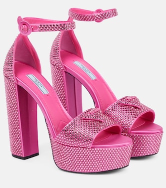 Embellished satin platform sandals | Prada