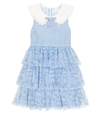 Embroidered floral dress | Self-Portrait Kids