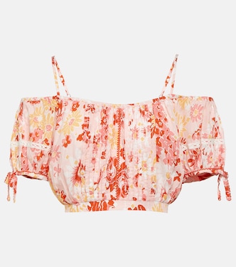 Bonny floral pleated crop top | Poupette St Barth