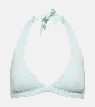 Spring scalloped halter neck bikini top | Marysia