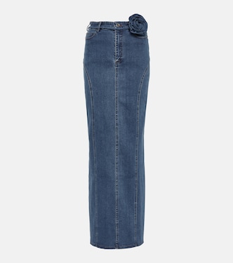 Floral-appliqué denim maxi skirt | Rotate
