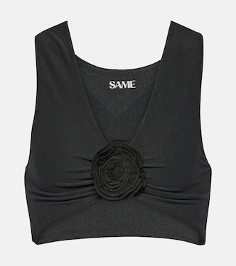 Rose floral-appliqué bikini top | Same