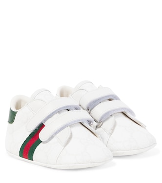 Baby leather-trimmed booties | Gucci Kids
