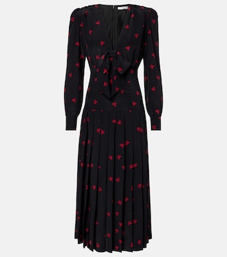 Bow-detail printed silk midi dress | Alessandra Rich