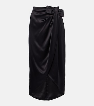 Asymmetric low-rise silk midi skirt | Valentino