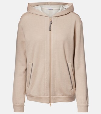 Monili cotton and silk-blend hoodie | Brunello Cucinelli