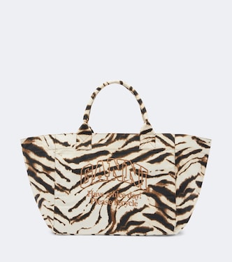 Shopper Large in canvas con stampa zebrata | Ganni