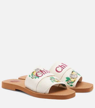 Sandali Woody in lino con ricamo | Chloé