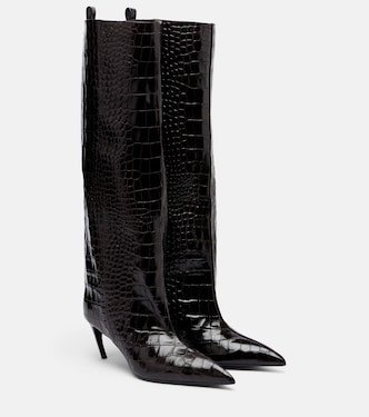 Lea croc-effect leather knee-high boots | The Attico