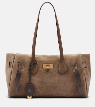 Medium suede shoulder bag | Brunello Cucinelli