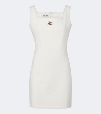 Leather-trimmed cotton jersey minidress | Miu Miu