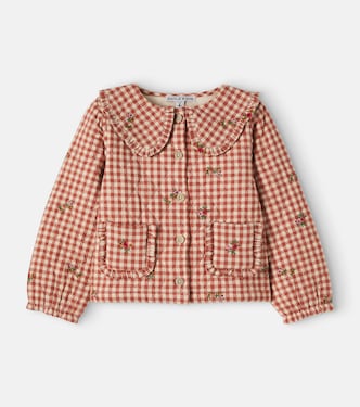 Floral embroidered gingham cotton jacket | Emile et Ida