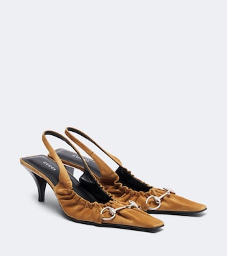 Vittoria Horsebit suede slingback pumps | Gucci