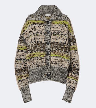 Oversized wool and cashmere jacquard cardigan | Dries Van Noten