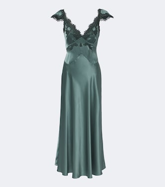 Slipkleid Fiona aus Seidensatin mit Spitze | Dôen