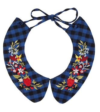Embroidered checked cotton collar | Paade Mode