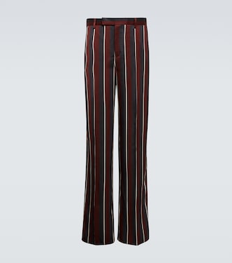 High-rise striped straight crêpe pants | Versace