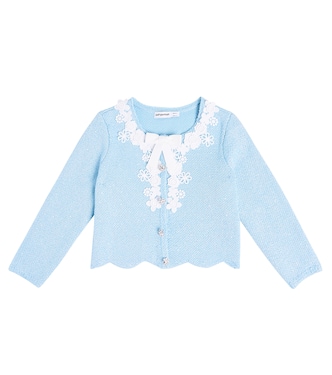 Lace-trimmed embellished cardigan | Self-Portrait Kids