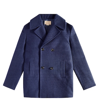Web Stripe logo wool-blend coat | Gucci Kids