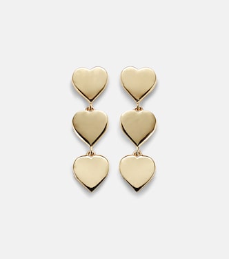 Boucles d'oreilles Pure Three Heart Linear en or 14 ct | Sydney Evan