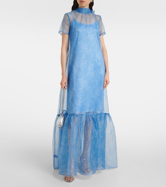 knee length dresses for ladies Luma Clear Blue Ruched Halter Maxi Dress