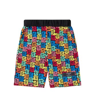 Monogram cotton jersey shorts | Balmain Kids