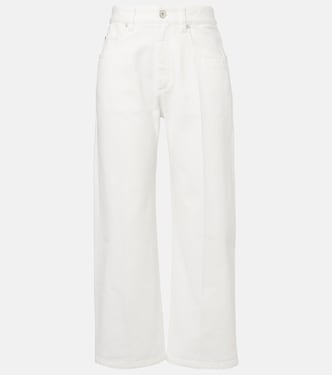 Pantalon droit à taille mi-haute en coton | Brunello Cucinelli