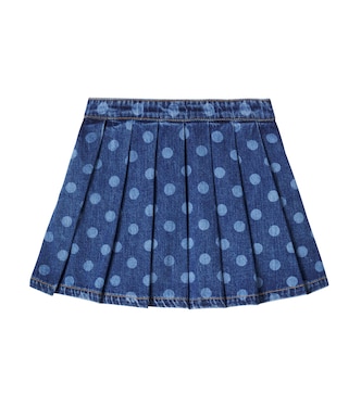 Polka-dot pleated denim skirt | Self-Portrait Kids