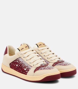 Screener embellished canvas and leather sneakers | Gucci