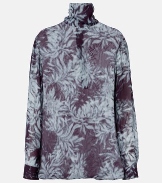 Printed sheer chiffon turtleneck top | Dries Van Noten