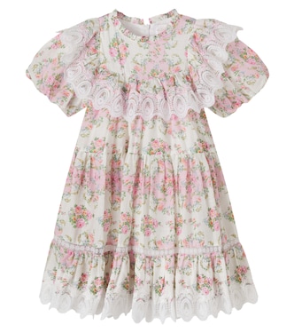 Lace-trimmed floral cotton dress | Petite Amalie  