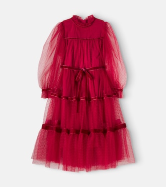 Valentina velvet-trimmed point d'esprit dress | C'era Una Volta