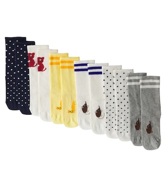 Set of 6 printed cotton-blend socks | Mini Rodini