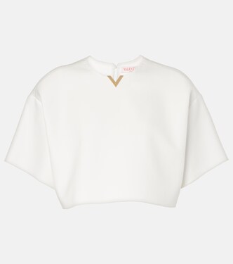 VGold cotton gabardine crop top | Valentino