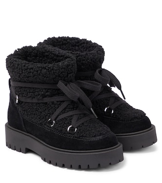 Suede-trimmed faux shearling ankle boots | Il Gufo