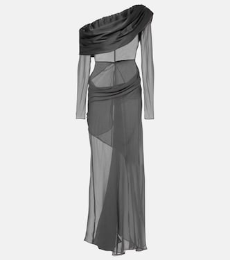 Asymmetric sheer silk maxi dress | Christopher Esber