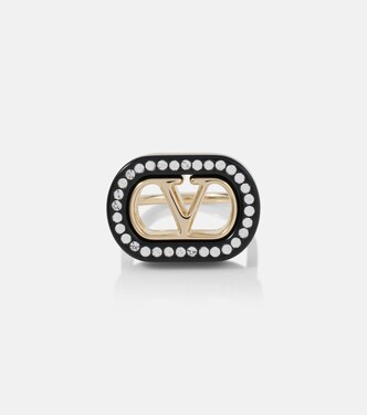 Ring VLogo Signature mit Kristallen | Valentino