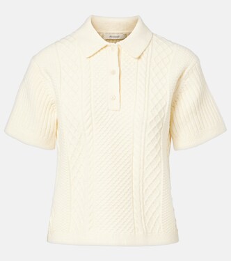 Cable-knit wool and cotton-blend polo shirt | JW Anderson