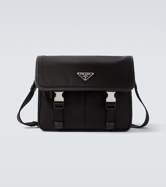 Re-Nylon leather-trimmed shoulder bag | Prada