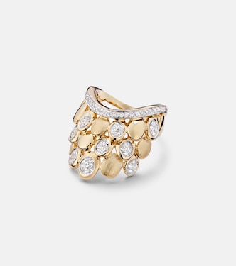 Pinky Ring Blossom aus 14kt Gelbgold (585/1000) mit Diamanten | Rainbow K
