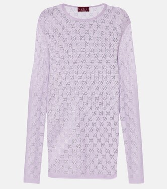 GG embellished silk top | Gucci