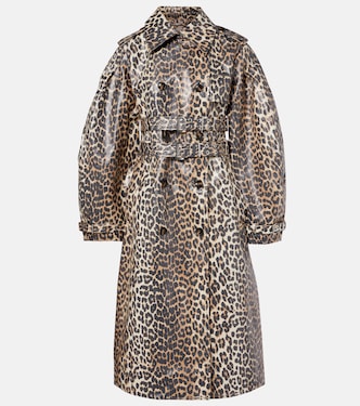 Leopard-print cotton canvas trench coat | Ganni