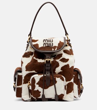 Cow-print calf hair backpack | Miu Miu