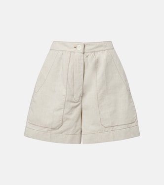 Cotton and linen chambray shorts | Prada