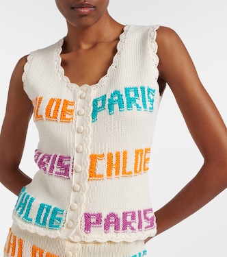 Crocheted cotton top in white - Chloe | Mytheresa
