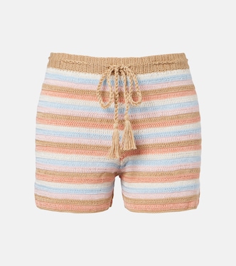 Striped crochet cotton shorts | Anna Kosturova