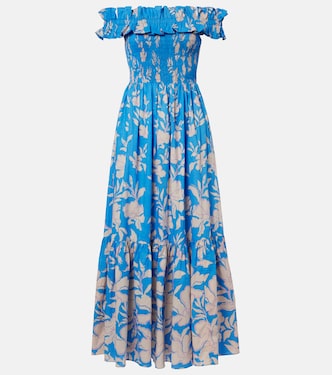Suzanne shirred cotton muslin maxi dress | Poupette St Barth