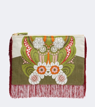 Pouch de lona de algodón estampado con flecos | La DoubleJ